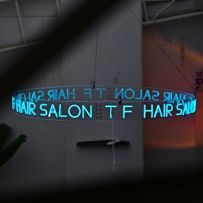customized round acrylic led neon sign hanging space light