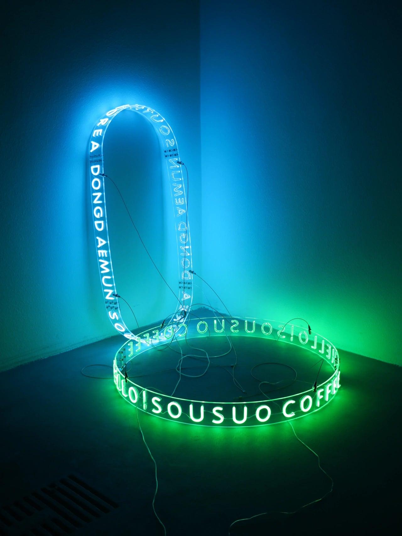 customized round acrylic led neon sign hanging space light