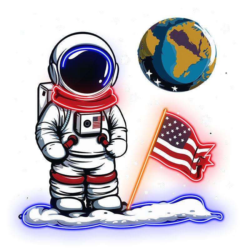 Astronaut Space Neon signs - LED Lighting with American Flag & Earth Creative Decorations