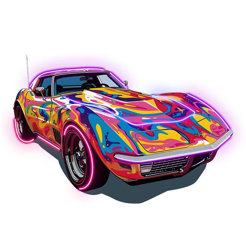 Cool Colorful Airbrush Coupe Supercar | Modern Art Style | Trend Setting Car Decoration | Perfect for Home, Office and Garage neon signs