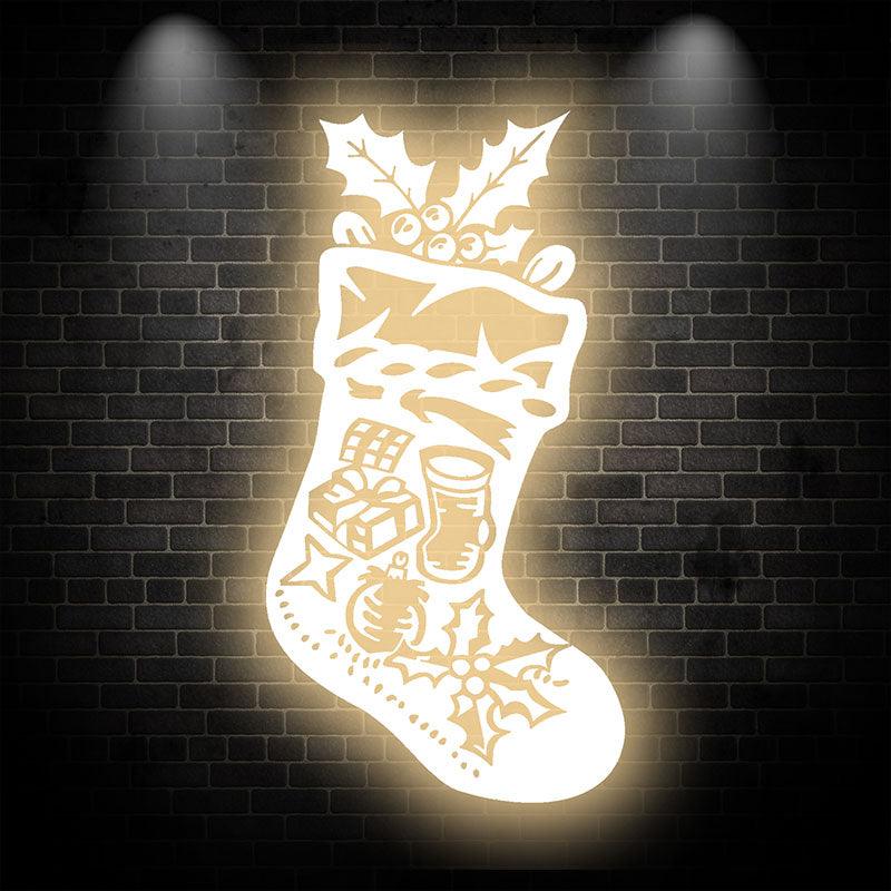 Golden LED Christmas Stockings | Creative holiday decorations, perfect for decorating your home neon signs
