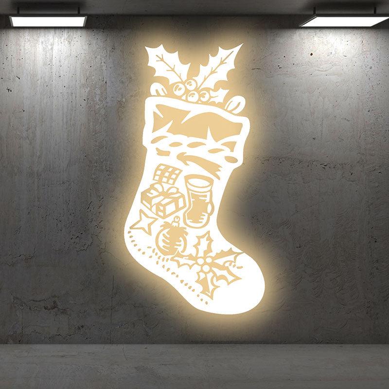 Golden LED Christmas Stockings | Creative holiday decorations, perfect for decorating your home neon signs