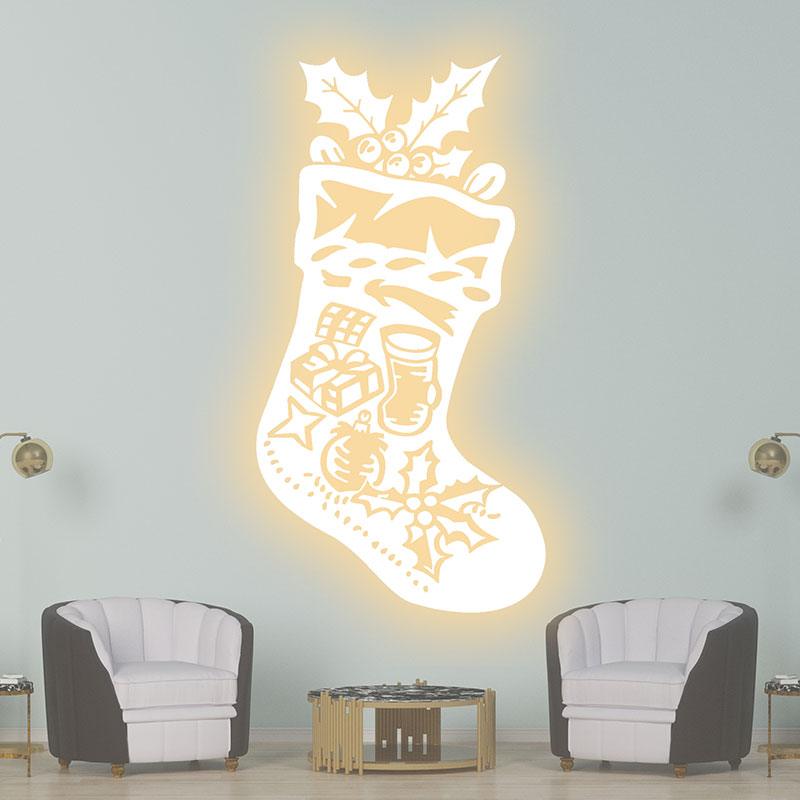 Golden LED Christmas Stockings | Creative holiday decorations, perfect for decorating your home neon signs
