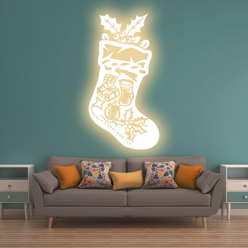 Golden LED Christmas Stockings | Creative holiday decorations, perfect for decorating your home neon signs