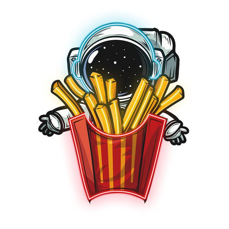 Astronauts Hugging French Fries in Space LED Neon signs| Creative Fun Decorative Lights | Home & Store Lighting