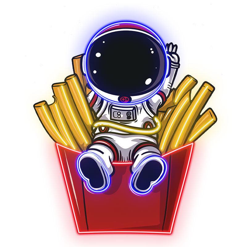 Astronaut Sitting in French Fries LED Neon signs | Fun Creative Decorative Lights | Ideal for Home & Shop Lighting