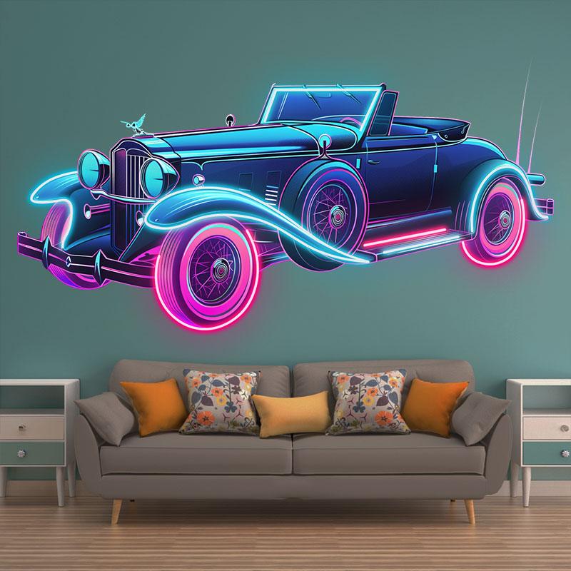 Blue Classic Classic Car LED Neon signs| Vintage Car Decorative Lights | Creative Home & Shop Lighting