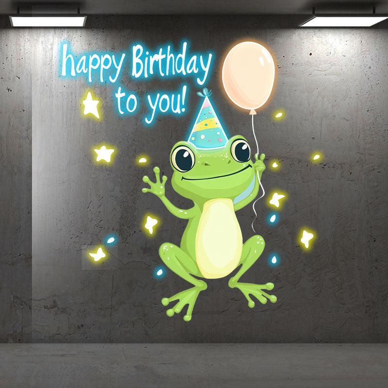Little Frog with Balloon Birthday Blessing Neon signs | LED Decoration Lights | Cute Birthday Party Decoration | Creative Gifts