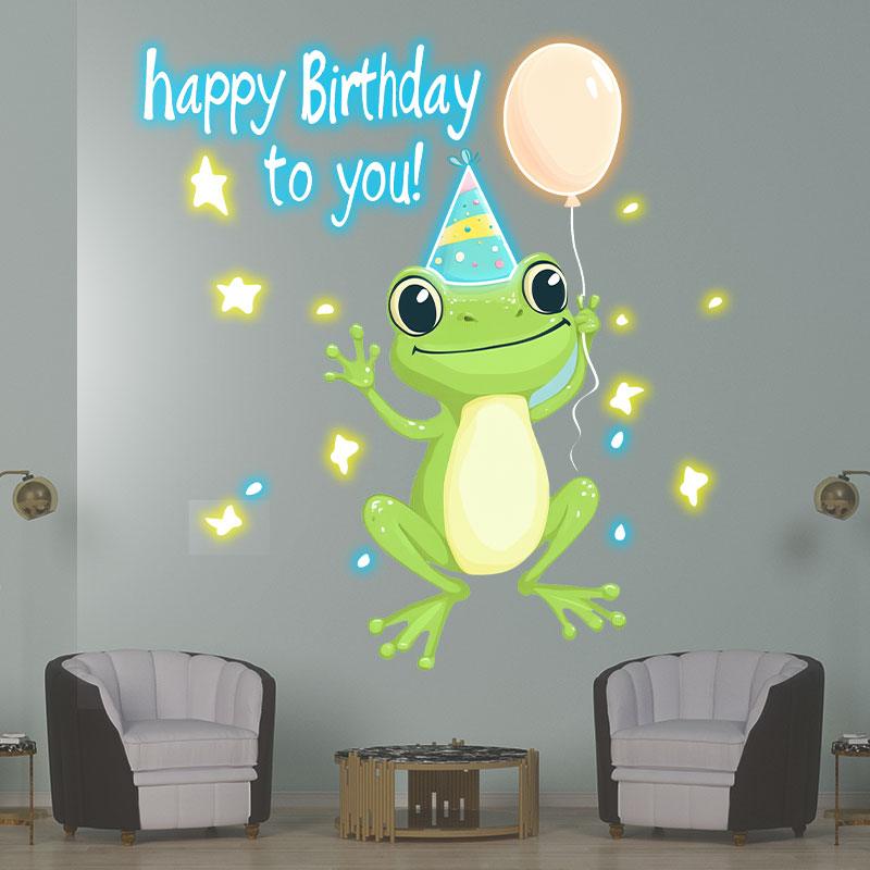Little Frog with Balloon Birthday Blessing Neon signs | LED Decoration Lights | Cute Birthday Party Decoration | Creative Gifts