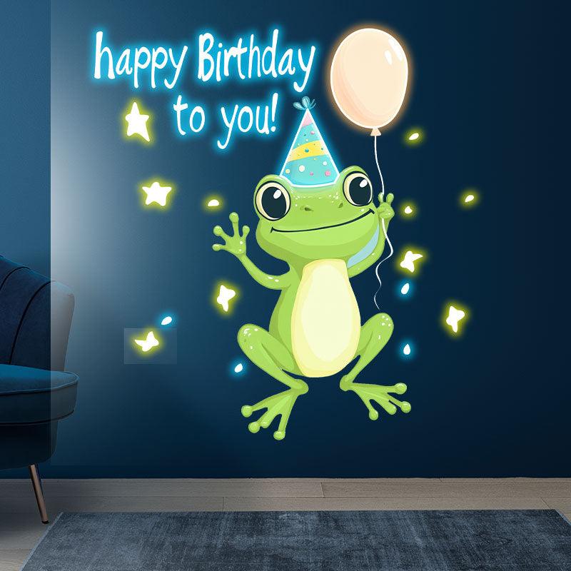 Little Frog with Balloon Birthday Blessing Neon signs | LED Decoration Lights | Cute Birthday Party Decoration | Creative Gifts