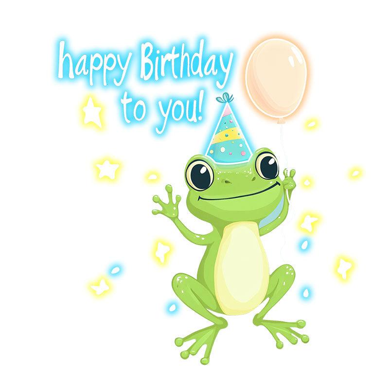 Little Frog with Balloon Birthday Blessing Neon signs | LED Decoration Lights | Cute Birthday Party Decoration | Creative Gifts