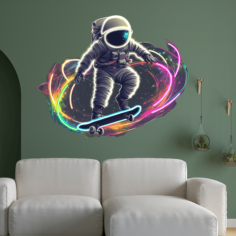 Cool Colorful Star Background LED Neon signs Lights - Spaceman Skateboard Jump Decoration Lights | Creative Home, Party, Gifts