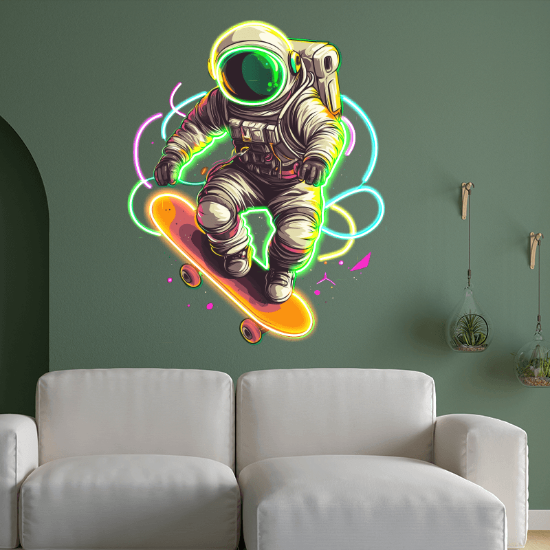Cool Spaceman Skateboard Jumping LED Neon Lights - Creative Lighting Decoration | Home, Party, Gift