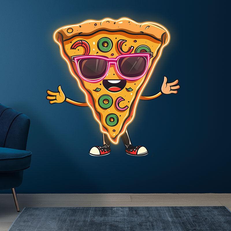 Funny Pizza Neon signs Lights - LED Lights, Smiley Face in Sunglasses Design, Creative Home Decor, Perfect Party Vibe