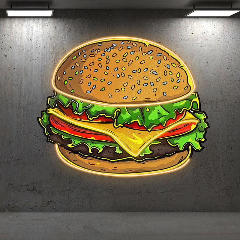 Golden Burger LED Neon signs Lights - Vegetable & Meat Sandwich Creative Decoration Lights | Home, Restaurant, Party Favors