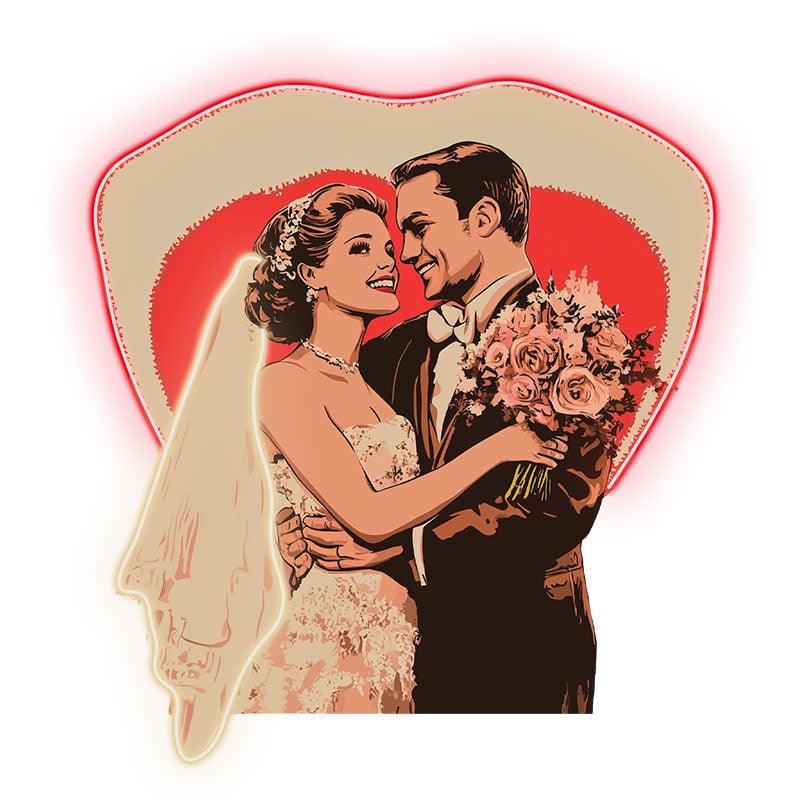 Bride And Groom Happy Embrace Neon signs | Happy Smile Background | Solid Shield LED Decoration | Wedding Lighting Art