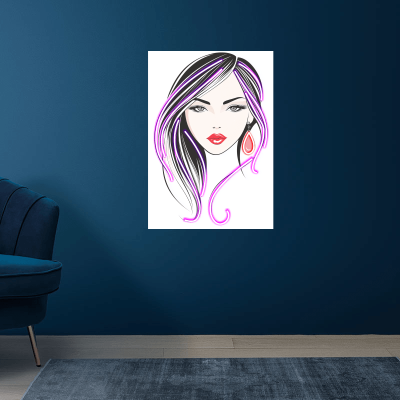 Fashion European and American beauty front face close-up neon signs lights - Sketch style LED decorative lights, personalized home and creative space lighting