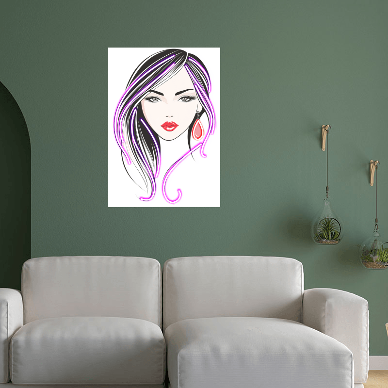Fashion European and American beauty front face close-up neon signs lights - Sketch style LED decorative lights, personalized home and creative space lighting