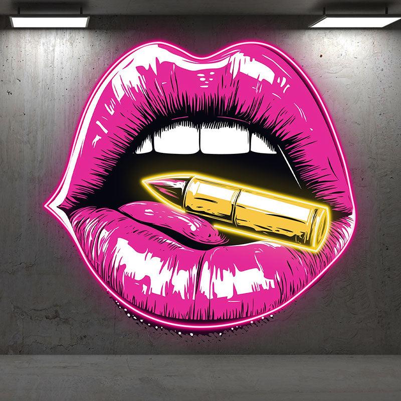 Red Lips Neon Lights - Contains Bullet Design LED neon signs Decorative Lights for Bars, Parties, Home and Creative Spaces