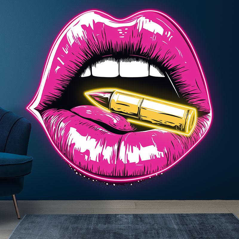Red Lips Neon Lights - Contains Bullet Design LED neon signs Decorative Lights for Bars, Parties, Home and Creative Spaces