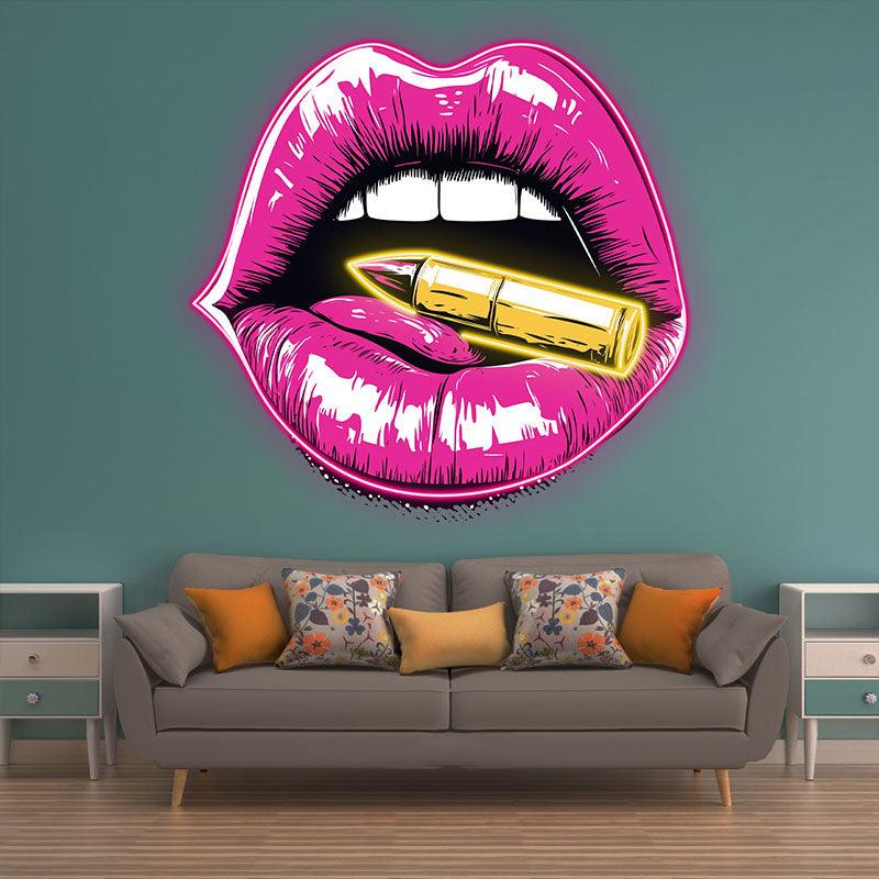 Red Lips Neon Lights - Contains Bullet Design LED neon signs Decorative Lights for Bars, Parties, Home and Creative Spaces