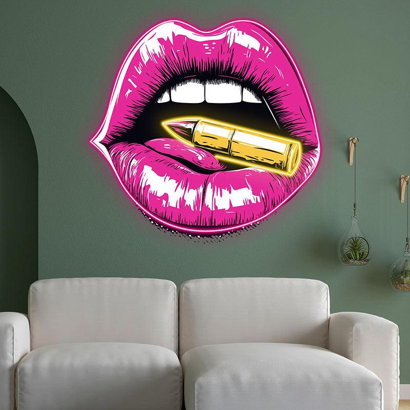 Red Lips Neon Lights - Contains Bullet Design LED neon signs Decorative Lights for Bars, Parties, Home and Creative Spaces