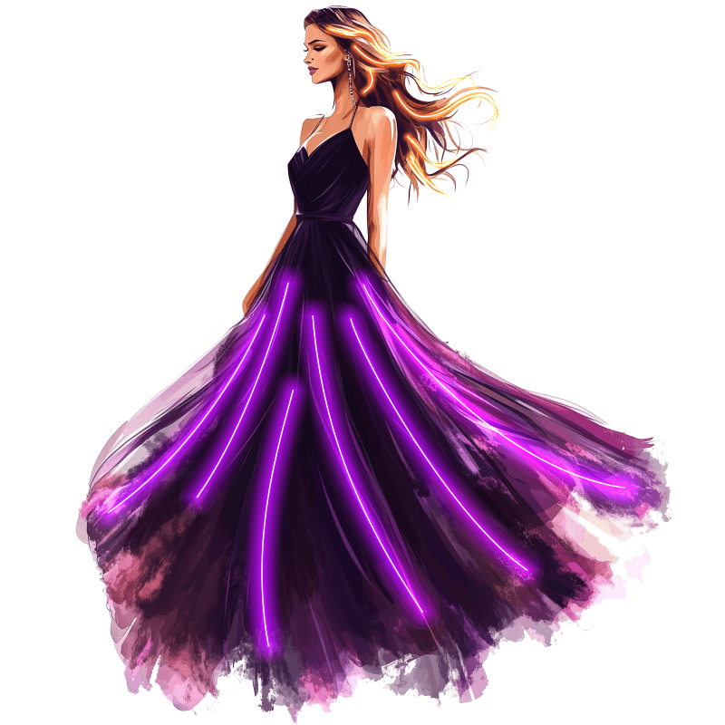 Europe and America Beauty Purple Long Skirt Neon signs Lights - Spread skirt accompanied by purple beams of LED decorative lights, personalized home and creative space lighting