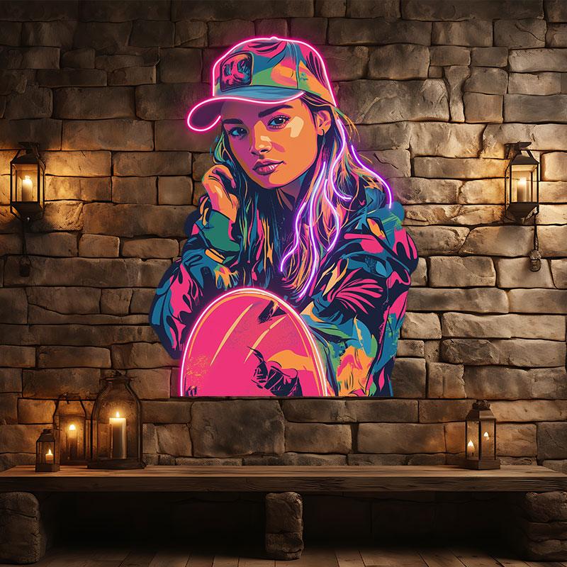Stylish Girl Neon signs Lights - Colorful LED Decorative Lights, Dazzling Lights for Bedrooms, Game Rooms and Parties