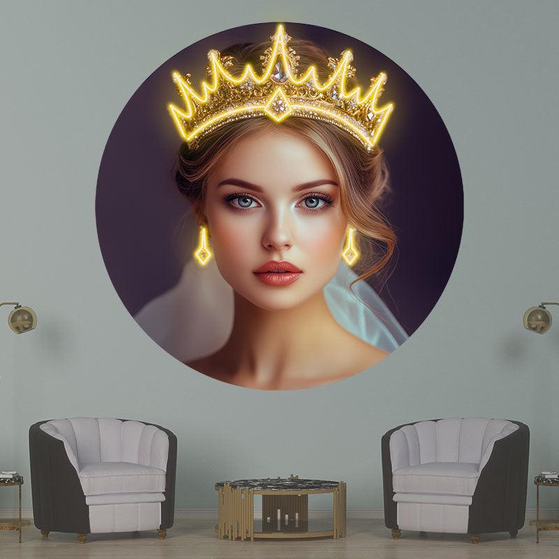 European and American Beauty Golden Hair Crown Neon signs Light - Round Photo Frame LED Decorative Light, Fashion Home and Creative Space Lighting