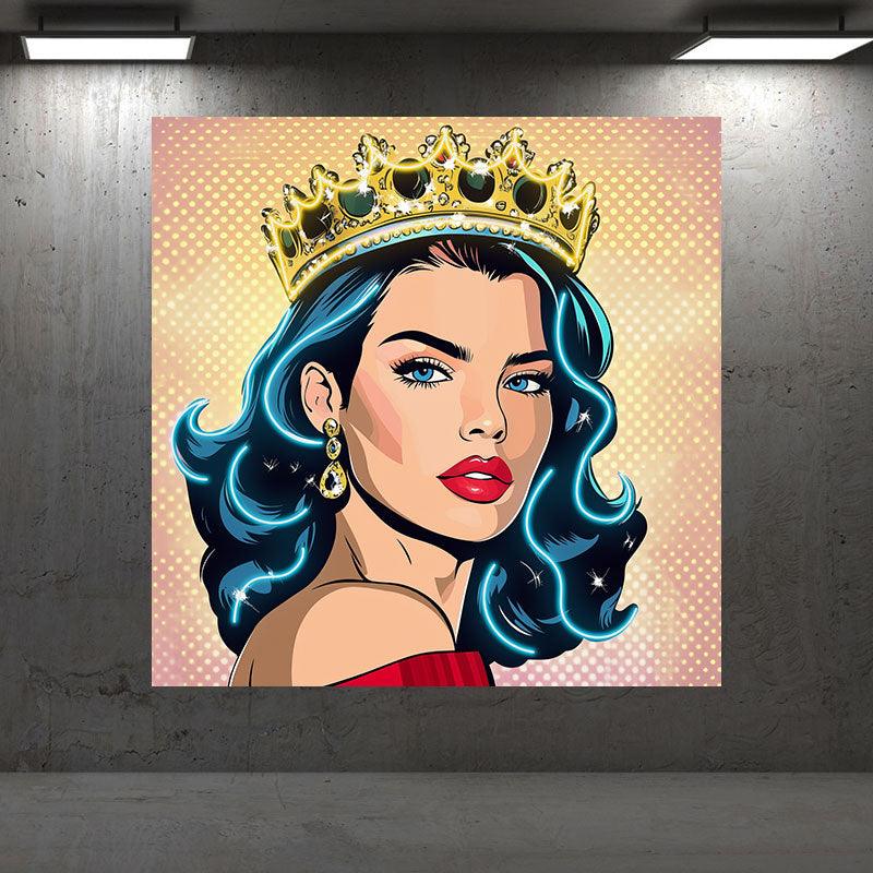 European and American Beauty Blue Hair Golden Hair Crown Neon signs - Square Photo Frame LED Decorative Light, Fashion Home and Creative Space Lighting