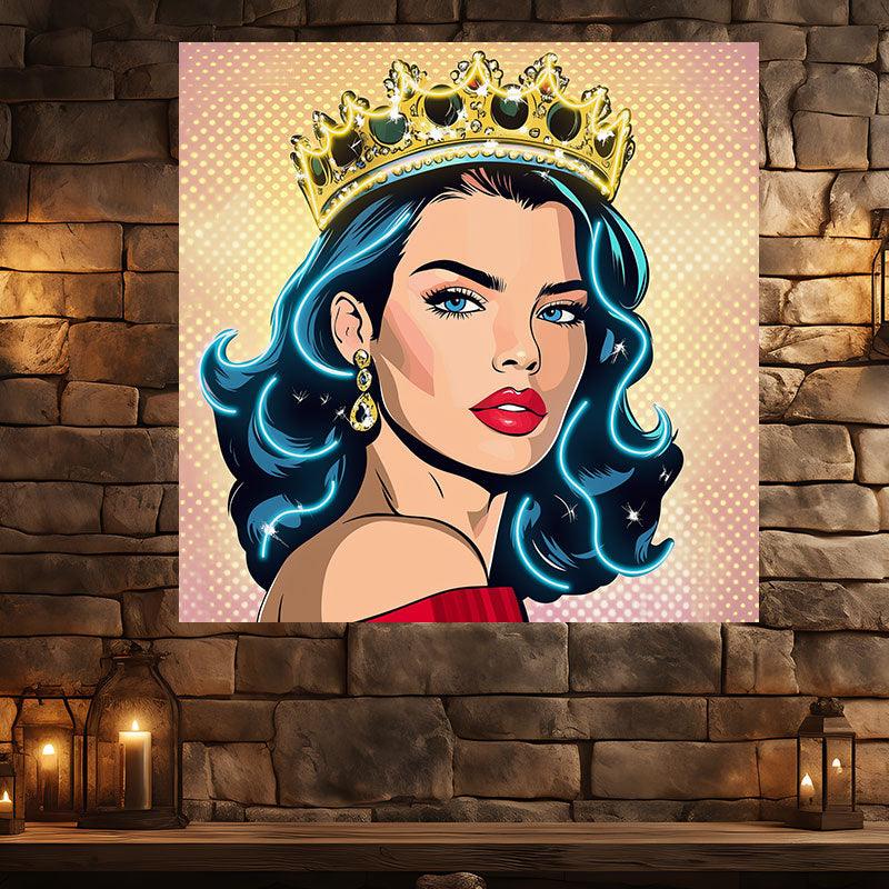 European and American Beauty Blue Hair Golden Hair Crown Neon signs - Square Photo Frame LED Decorative Light, Fashion Home and Creative Space Lighting