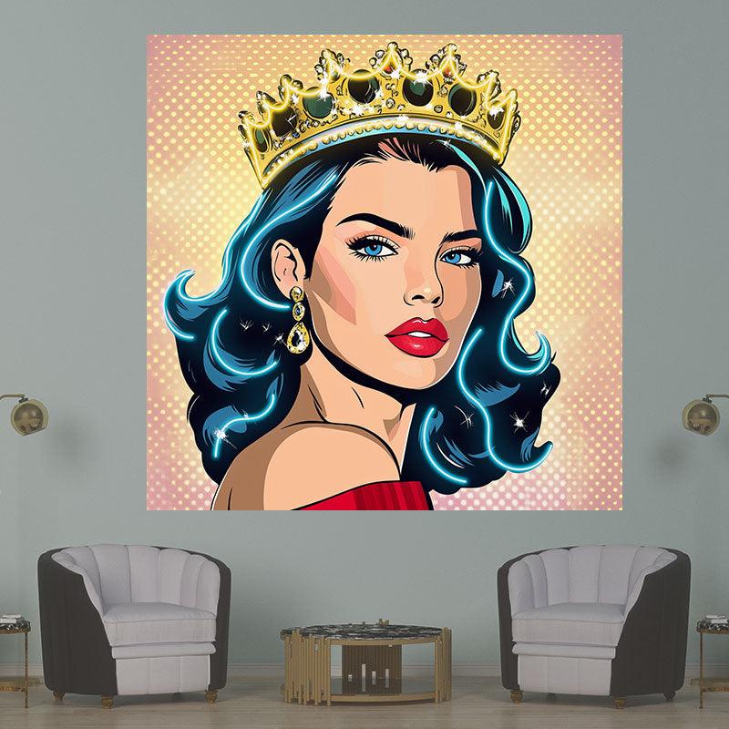 European and American Beauty Blue Hair Golden Hair Crown Neon signs - Square Photo Frame LED Decorative Light, Fashion Home and Creative Space Lighting