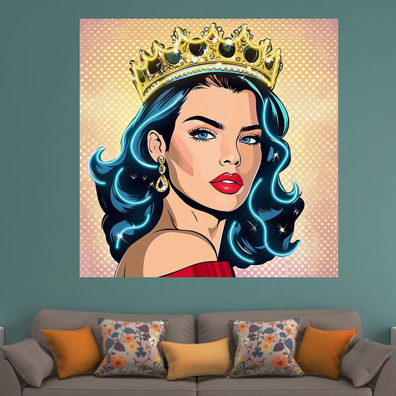 European and American Beauty Blue Hair Golden Hair Crown Neon signs - Square Photo Frame LED Decorative Light, Fashion Home and Creative Space Lighting