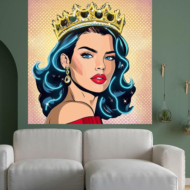 European and American Beauty Blue Hair Golden Hair Crown Neon signs - Square Photo Frame LED Decorative Light, Fashion Home and Creative Space Lighting