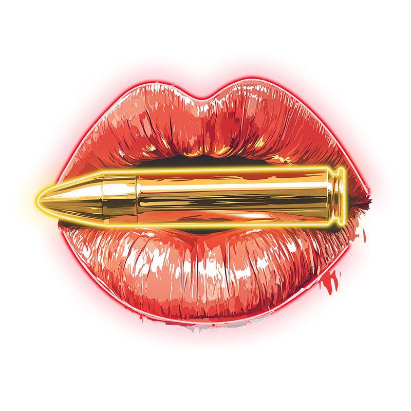 Bold Red Lips LED Neon Sign - Lip Close-Up with Bullet - Perfect for Edgy Home Decor & Unique Gifts