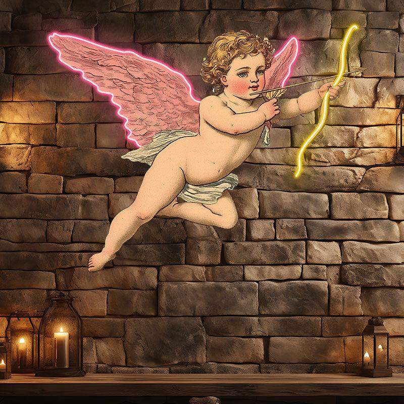 Flying Cupid Angel Neon signs | Hand Holding Bow and Arrow Drawing Pose | LED Decorative Lights
