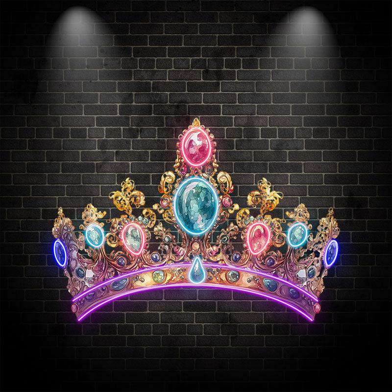 Gorgeous Gold Crown Neon signs | Colorful Gems & Diamonds Decoration | LED Luxury Lighting