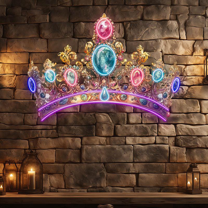 Gorgeous Gold Crown Neon signs | Colorful Gems & Diamonds Decoration | LED Luxury Lighting