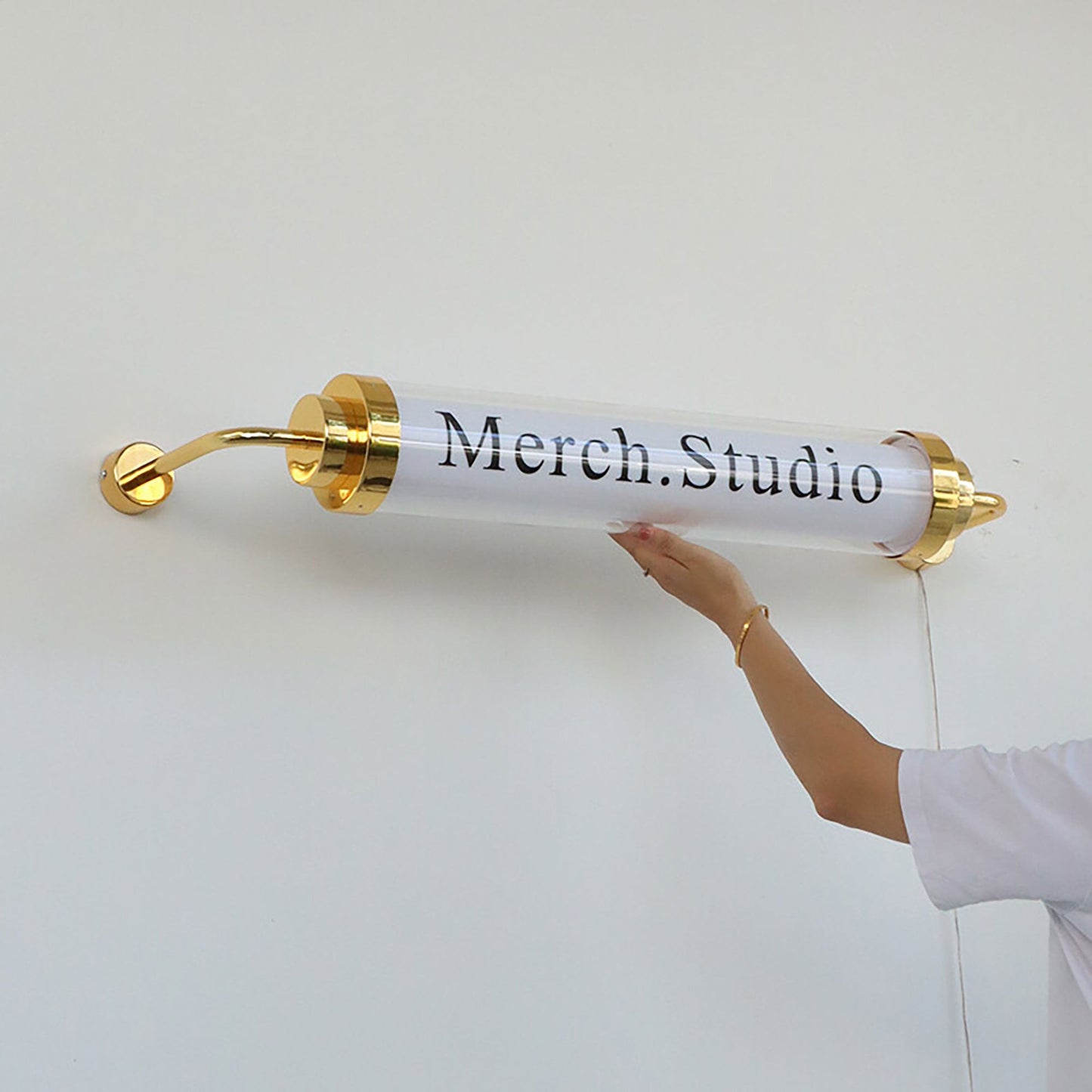 Custom hanging round tube lightbox sign outdoor acrylic led lightbox for store, bar, coffee shop