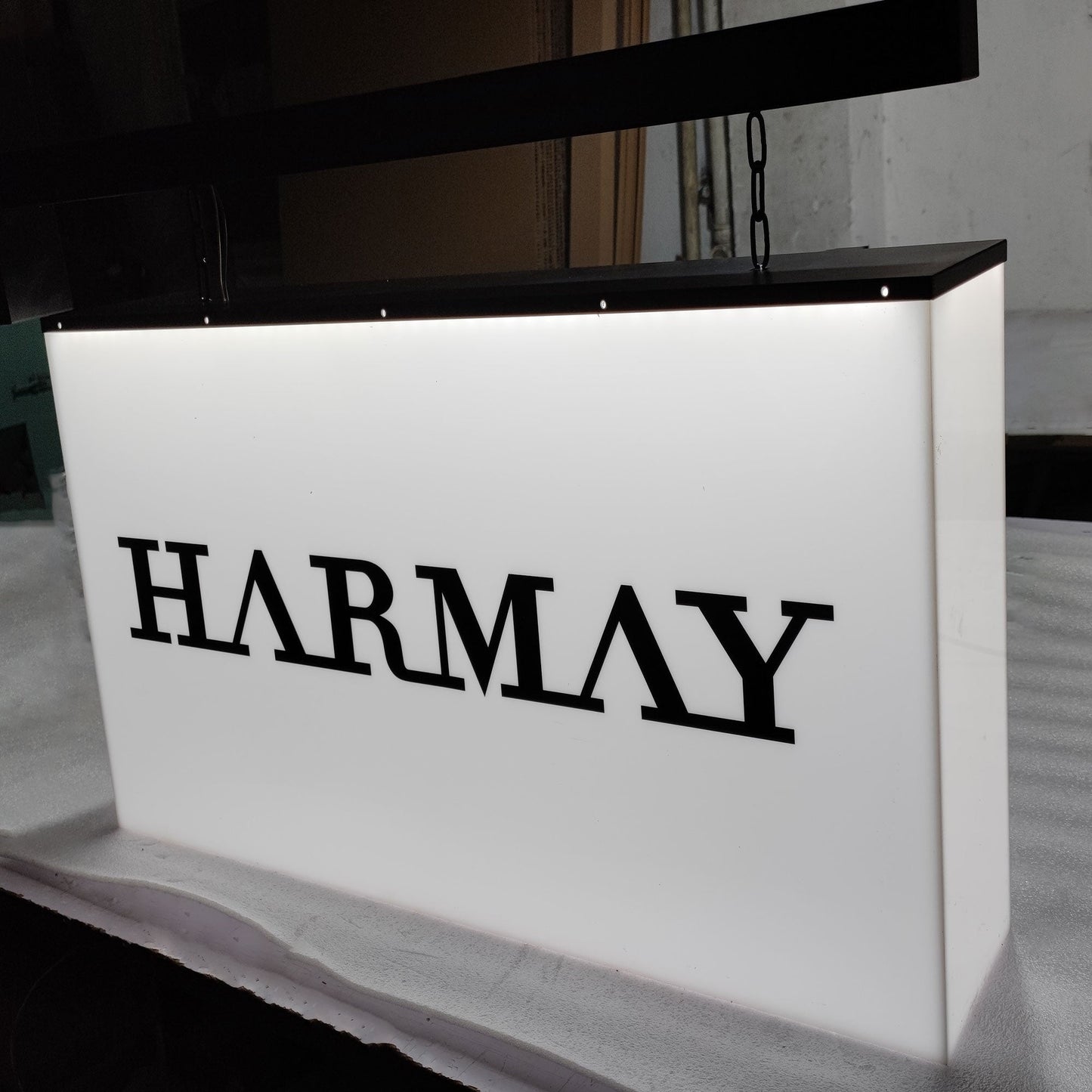 DIY Full Lit Steel Hanging Light Box Interior Rectangle Illuminated Led Acrylic Shop Signboard
