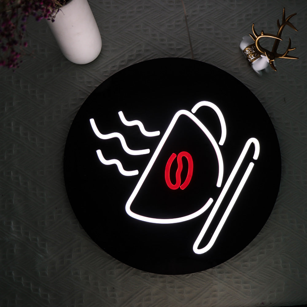 coffee cup neon sign, led neon flex sign with black backboard