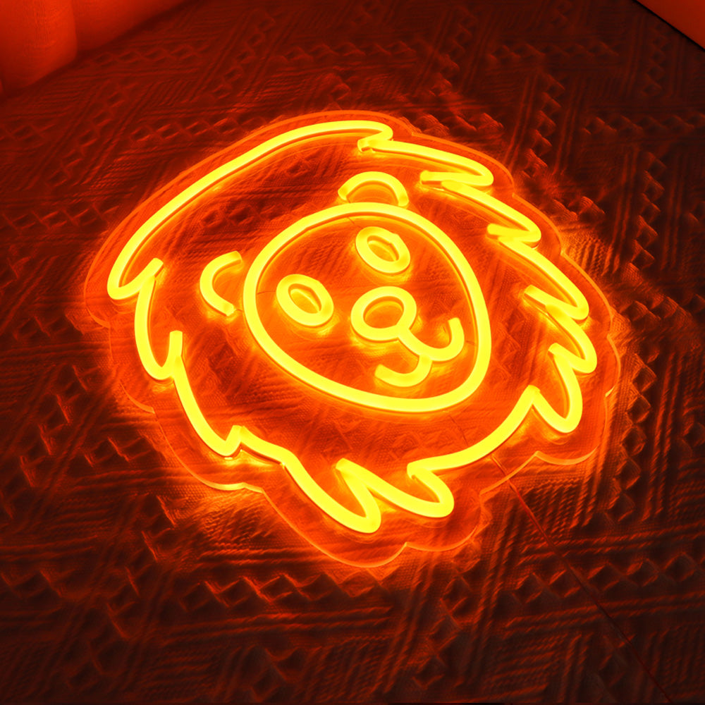 Cute lion neon lights with orange lighting, wall mounted led neon sign for kids room