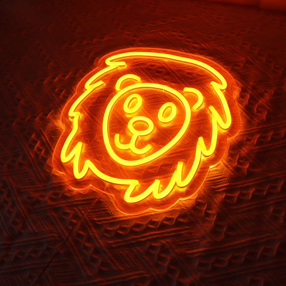 Cute lion neon lights with orange lighting, wall mounted led neon sign for kids room