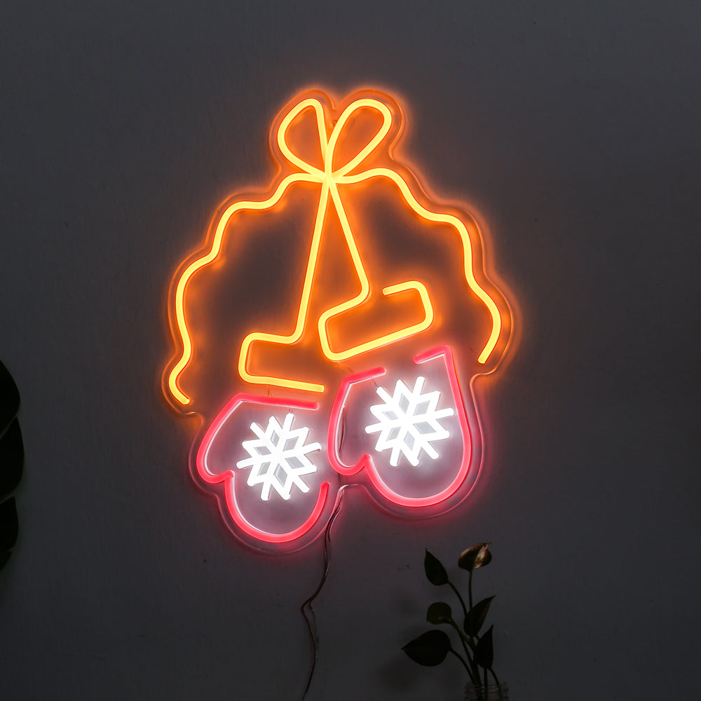 gloves neon sign gift for X'mas, led neon sign board,flex neon sign for kids room