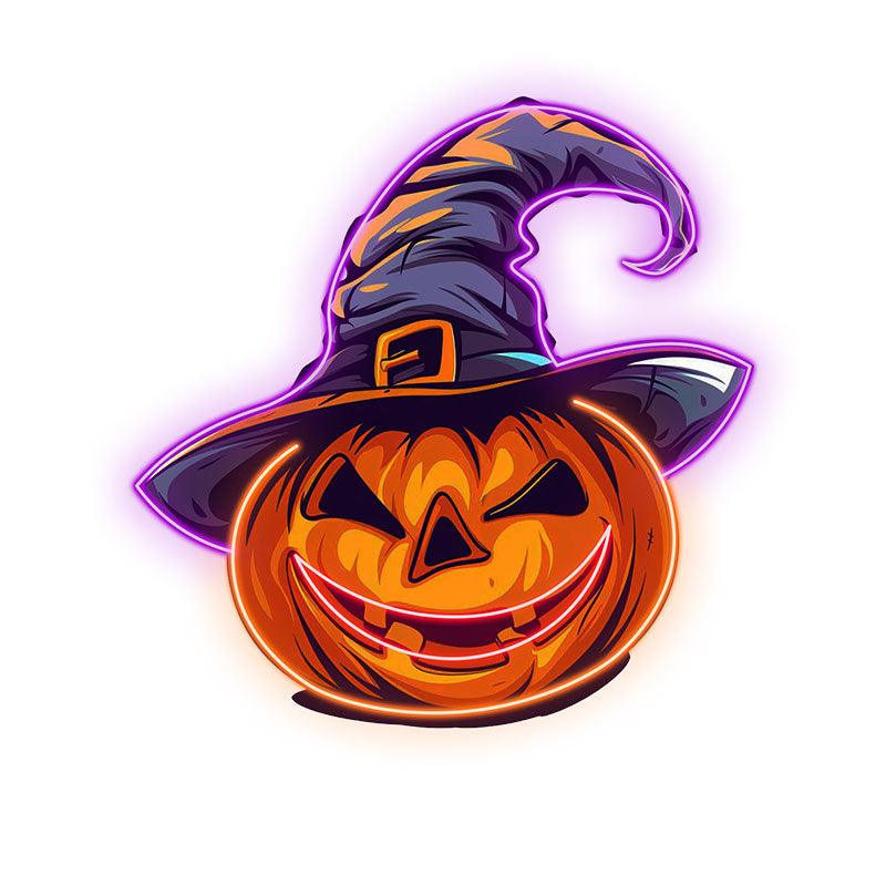 Charming Pumpkin with Hat Neon signs Light | Whimsical LED Decoration for Halloween Fun