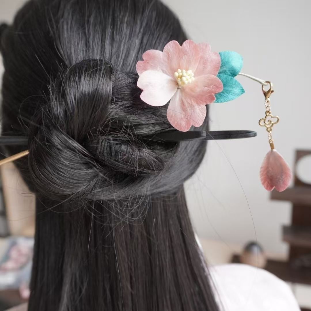 Hairpin Velvet Flower Velvet Hairpin Wooden Hairpin Flower Accessories Comfortable Headwear
