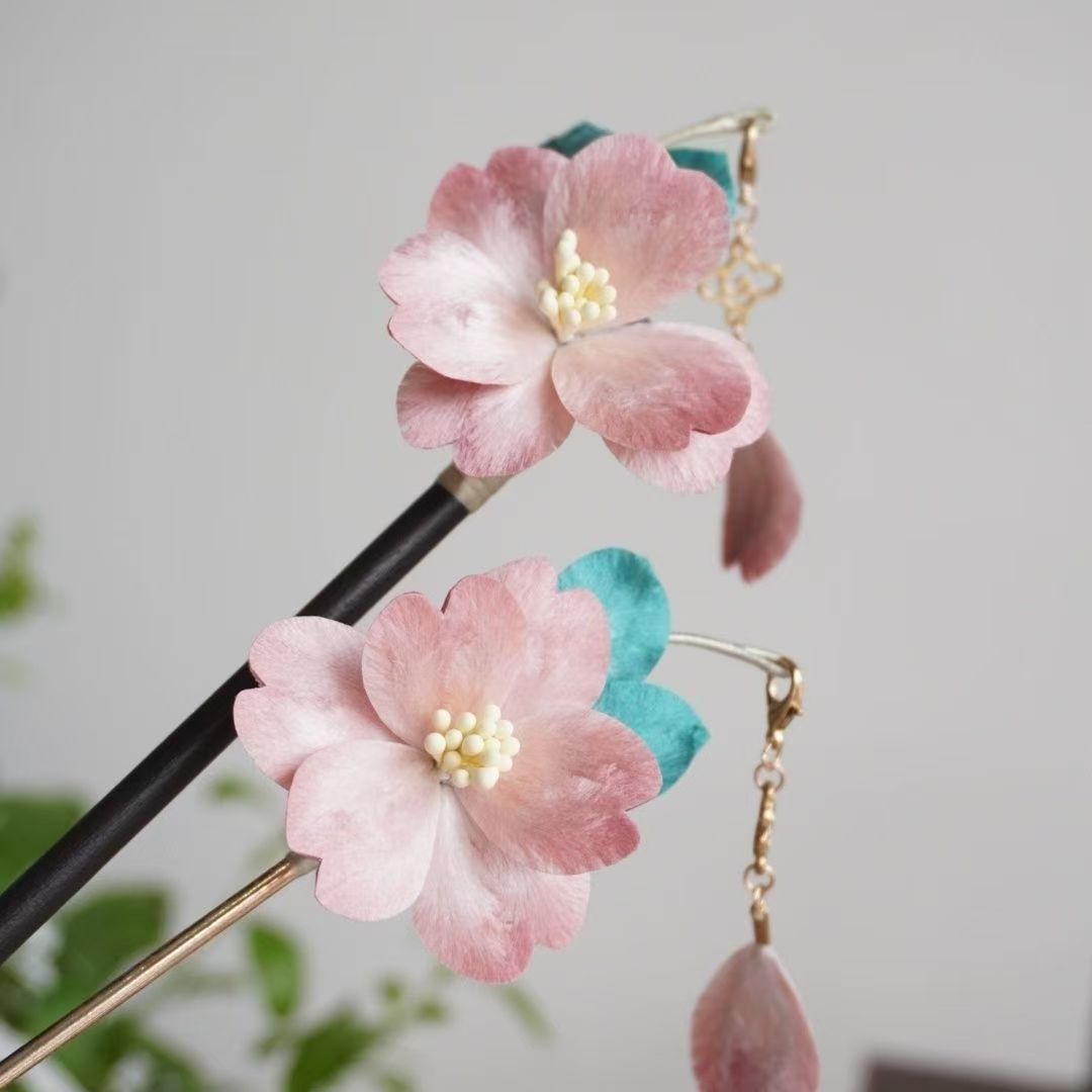 Hairpin Velvet Flower Velvet Hairpin Wooden Hairpin Flower Accessories Comfortable Headwear