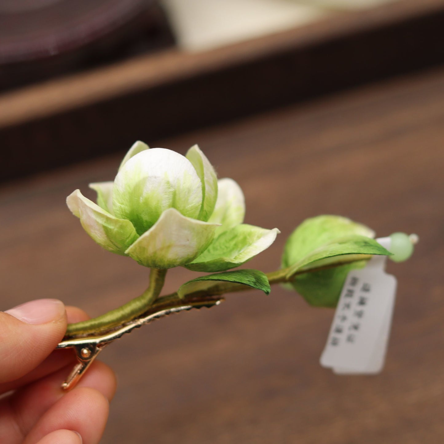 Pear blossom silk velvet flower wooden hairpin bun hairpin headdress