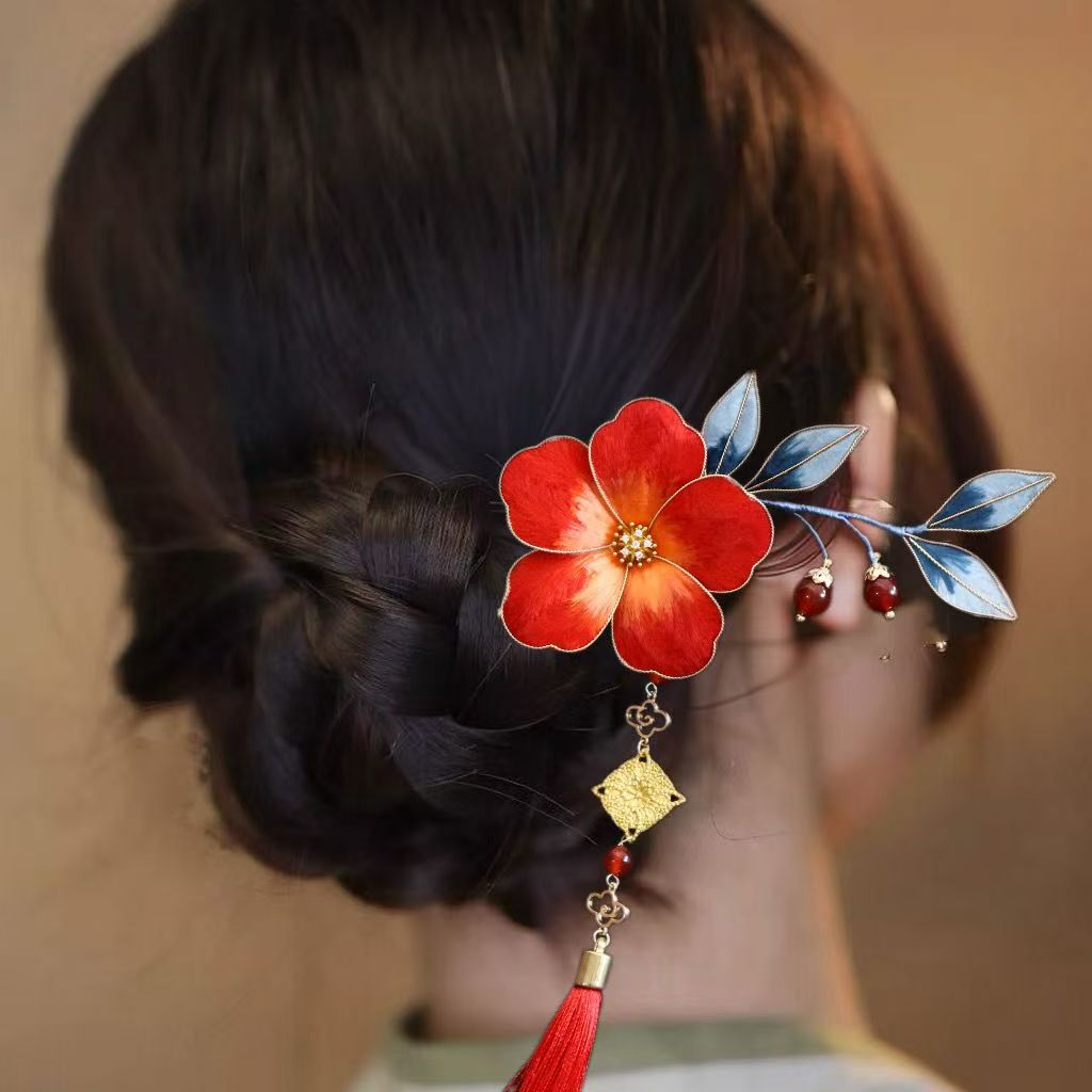 Velvet Flower Intangible Cultural Heritage Peony Silk Hairpin Accessory Ancient Style Hair Accessory