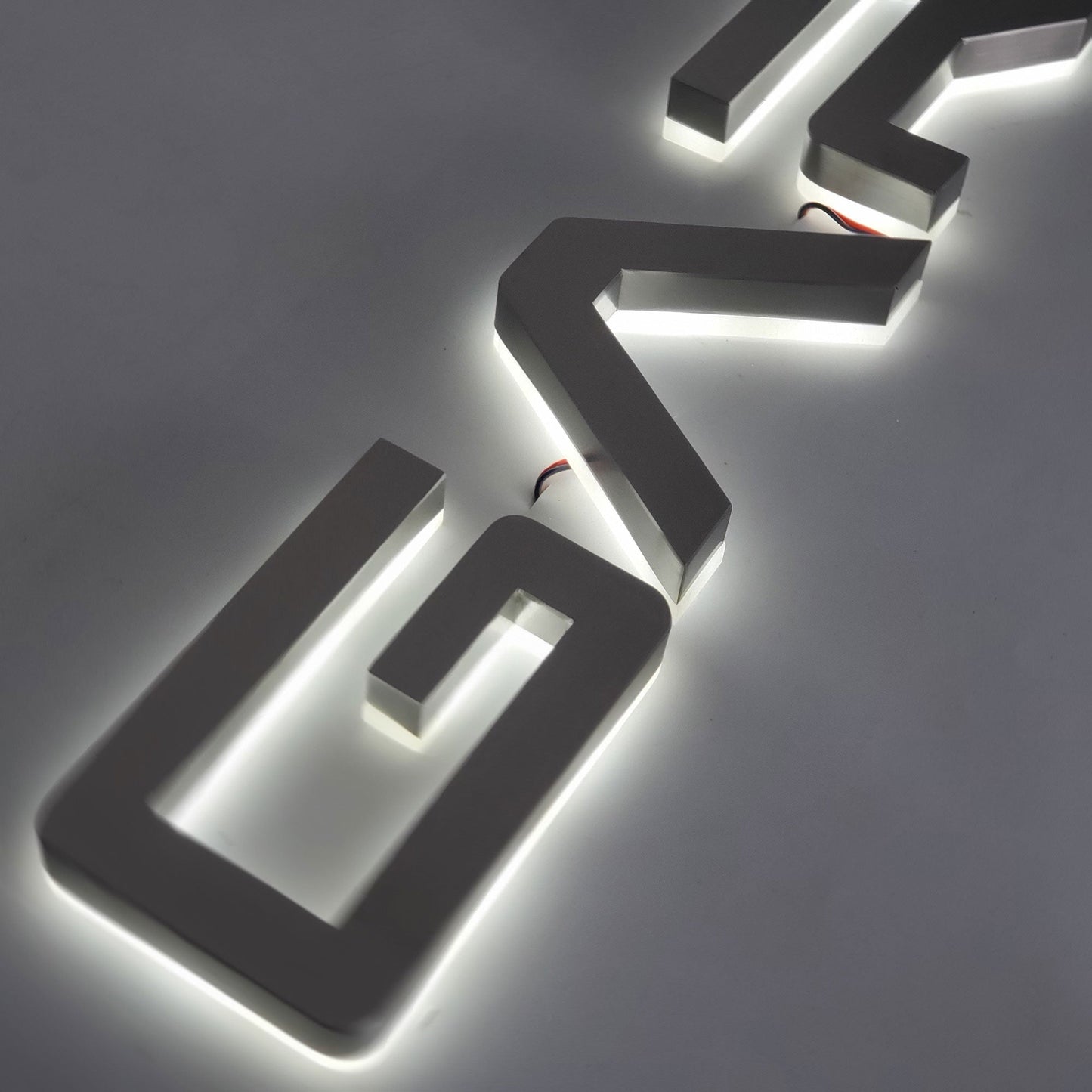Custom Led CNC Cutting Stainless Steel Silver Color Backlit Letter Sign 3D Reverse Lit Decorative Metal Alphabet
